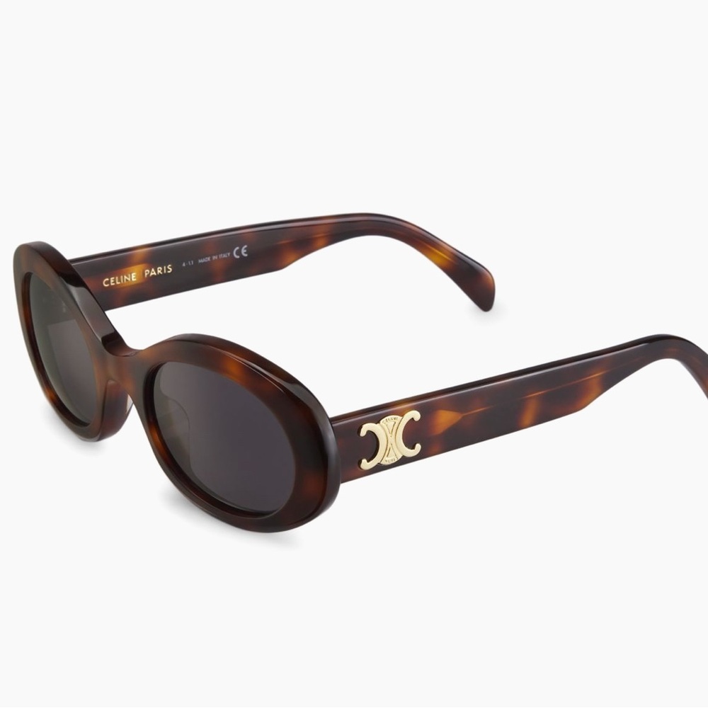Celine Triomphe 52MM Oval Sunglasses in Havana Smoke